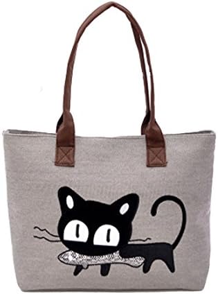 Ženska torba na ramenu slatka mačka platnena torba uredska torba za ručak