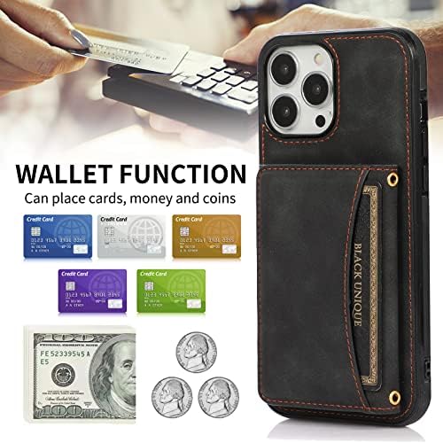 Torbica za telefon Asuwish za iPhone 14 Pro 6,1-inčni torbica-novčanik sa zaštitnim staklom za screen i postoljem za kreditne kartice