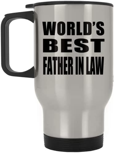 Dizajnsify najbolji svjetski otac u zakonu, srebrna putnička šalica 14oz od nehrđajućeg čelika izolirana Tumbler, Pokloni za rođendansku