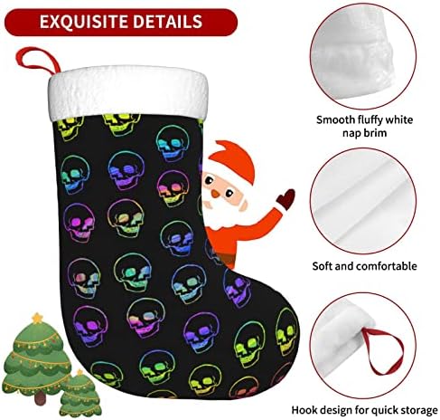 Auguststern božićne čarape LGBT lubanje Neon Rainbow dvostrani kamin Viseći čarape