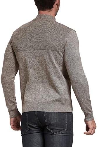 Nitagut muški vitki fit zip up mock vrat Polo džemper ležerni džemper dugih rukava i pulover džempera s rebrastim rubom