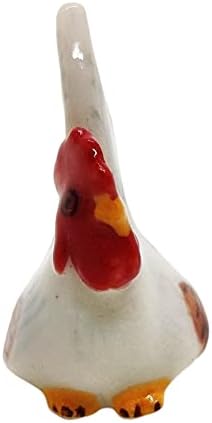 Witnystore Tiny ⅝ Bijeli pijetao Figurice - Pileća kokoš kokoš KERAMIČKA FIGURINA MINIATURNA PERTHORNA FARMA Ukrasna kolekcionarna