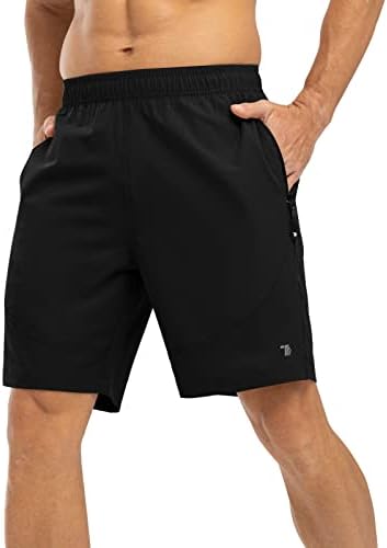 TBMPOY muški trening koji trči kratke hlače sa džepovima s patentnim zatvaračem 7 Lagane brze suhe atletske teretane za muškarce