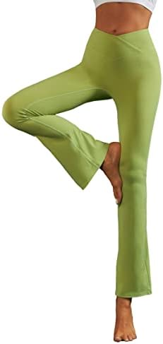 Lemonsky ženske casual flare joge hlače v crossover visoki struk bootleg trening hlače.
