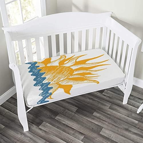 List opremljenog obloge, moderno ugrađeni mikrofiber za bebe i mališani Univerzalni krevetići, 28 x 52, sunce i vatra poput grede tiskane