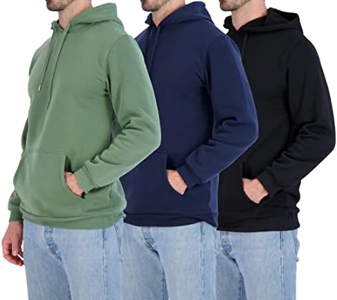 3 pakiranja: muški plišani pulover kapuljača - dukvica s kapuljačom s dugim rukavima kenguroo džepovi