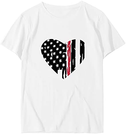 Majice 4. srpnja majice za žene majica kratkih rukava s okruglim vratom američka zastava na pruge kravata u boji domoljubna košulja