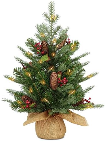 Nacionalna kompanija drveća unaprijed osvijetljeno 'osjećati se pravi' umjetno mini božićno drvce, zelena, nordijska smreka, bijela