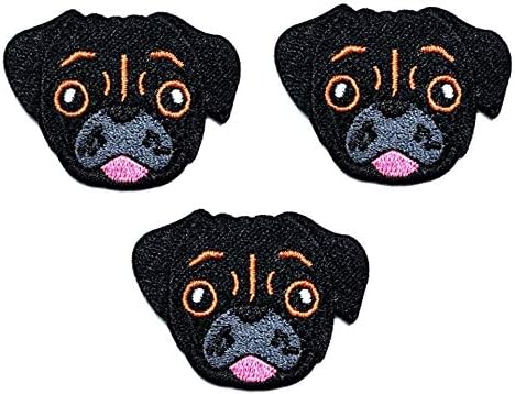 UMAMA PATCH SET od 3 mini crni pug pse za vez za zakrpa Slatka lijepa pug psa naljepnica naljepnica crtić Željezo na Applique flasteri