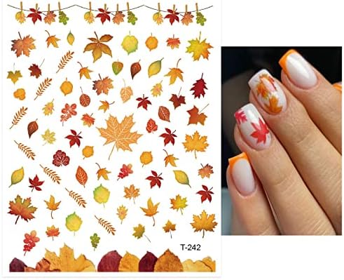Jeseni naljepnice za nokte -8 listova 3d javorovog lišća naljepnice za nokte diy jesenski naljepnica za nokte ukrasi za nokte za žene