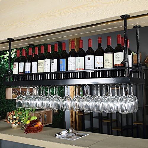 Moderan držač za čašu za vino, vintage stalak za vino od kovanog željeza, držač za viseće stalak za vino šampanjac, pibm, crni, 120