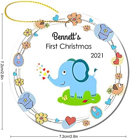 Prilagođeni dječji prvi božićni slon 2021 1. slika iz crtića ukrasi za novorođenčad Dječji Božićni suveniri novim roditeljima mama