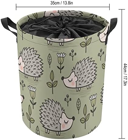 Slatka ježeva okrugla torba za rublje vodootporna košara za odlaganje s poklopcem i ručkom
