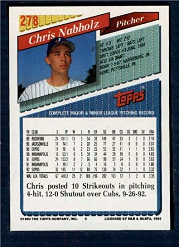 1993. Topps 278 Chris Nabholz NM-MT Montreal Expos Baseball