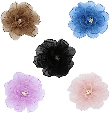 Cvjetne glavice od tkanine za šivanje obrta, 3,9 realistično jednobojno cvijeće od tkanine s tučkom, veliki šifon umjetni cvijet za