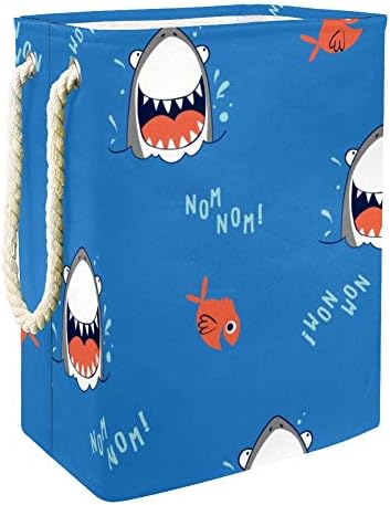 Nehomerna slatka riba morski pas s uzorkom sretnog smijeha 300 inča Oksford PVC vodootporna košara za odjeću velika košara za rublje