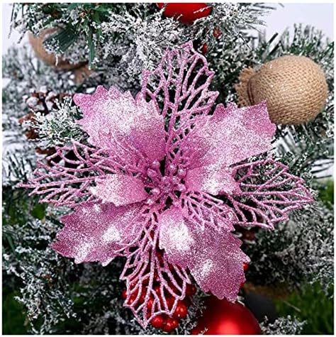 Božićni ukrasi Umjetni božićni ukras Poinsettia cvijet sjaj božićno drvce ukras diy dekoracija kućna zabava