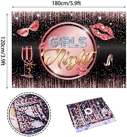 Djevojke noćna pozadina banner ukrasi za zabave za žene dama djevojke ružičasto zlato ružičaste cipele na visoku petu šampanjac djevojačka