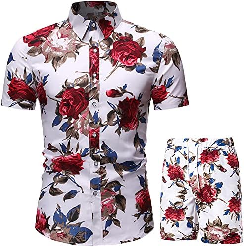 Ljetne majice za tinejdžere muške sets rukav ljetne hlače kratke košulje tiskane plaže i dvodijelne muške kratke hlače muškarce odijela