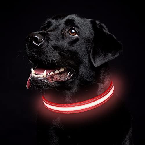 Guueueoo LED Ovratnik za pse, osvjetljavanje ogrlica za pse s otpornošću zatezanja do 150 kg, USB punjiva, vodootporni prozračni najlon,