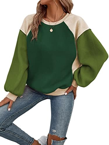Gorglitter ženska boja u boji Blok Posada Twichirt Bishop Dugi rukavi ležerni pulover vrhovi