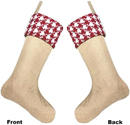 Mencly Burlap božićne čarape - Personalizirano 2 pakiranje 18 Veliki Xmas Kamin Viseći čarape za božićne ukrase Prirodne čarape za