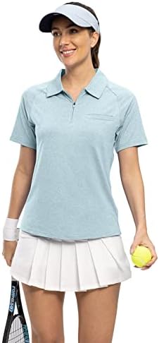 TBMPOY ženske polo majice kratke rukave UPF 50+ ZIPPER ATLETIC GOLF majice Brze suhe lagane sportske košulje