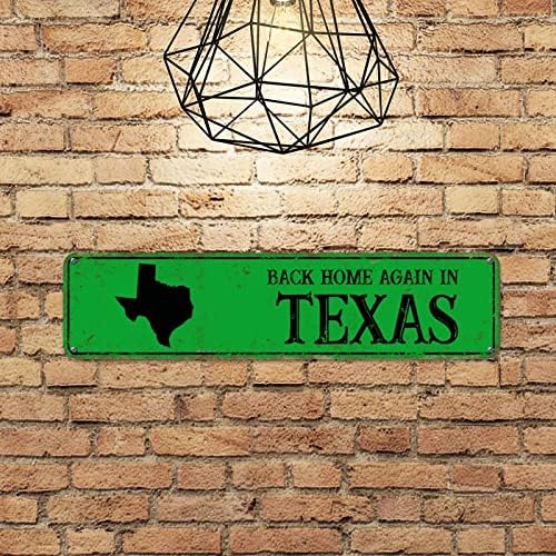 COWKISSSIGn Ponovo povratak kući u Teksas Metal Wall Sign Texas State Silhouette Retro Vintage Wall Sign American State USA MAP MAP