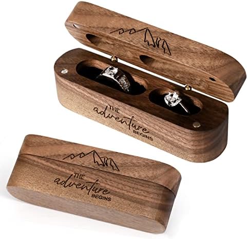 Kutija za prsten, kutija za vjenčanje za prijedlog, poklon držača zaručnika za zaručnike za dan vjenčanja, ručno rađena drvena rustikalna