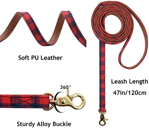 3pcs kravata kravata za pseće ovratnik i povodac set karira/camo/točkice/cvjetne pseće bandane s zvonom 3 veličine podesive za male