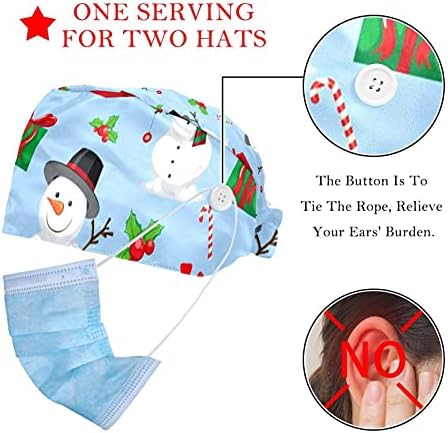 Božićni uzorak snjegovića Slatka podesiva kravata leđa unisex šeširi, radne kape s gumbima i trakom za znoj