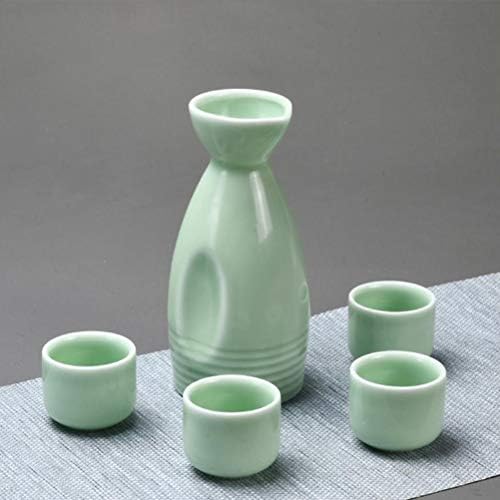 Doitool Teapot, 7pcs japanski stil posluživanje set osjetljiva boca s čajnim vinom Lijepa keramika sake set čaša čaša čaša čaša