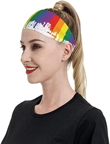 Sportska traka za glavu za muškarce i žene-prskanje duge zastave u boji, trake za vježbanje-joga, trčanje, fitness trake za kosu