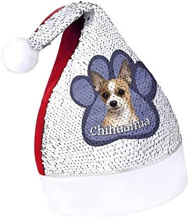 Pasja šapa Chihuahua svjetlucavi Božićni Šeširi Božićni šešir Djeda Božićnjaka za odrasle kostim za veselu božićnu zabavu Beanie Beanie