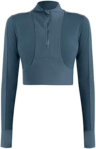 Ktilg ženska obrezana jakna pola zip pulover Slim fit joga trčanje atletskih treninga jakne jakne dugih rukava Activewear Top