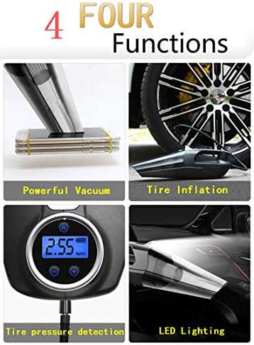PUR UV prijenosni automobil za čišćenje automobila 4 u 1 moćni ručni vakuum s kabelom od 14 ft 12V inflacija guma za otkrivanje tlaka