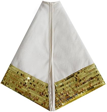 Gireshome 50 suknja božićnog drvca Bijela baršunasta tkanina sa zlatnim šljokicama blistavi granični šesterokutni dizajn