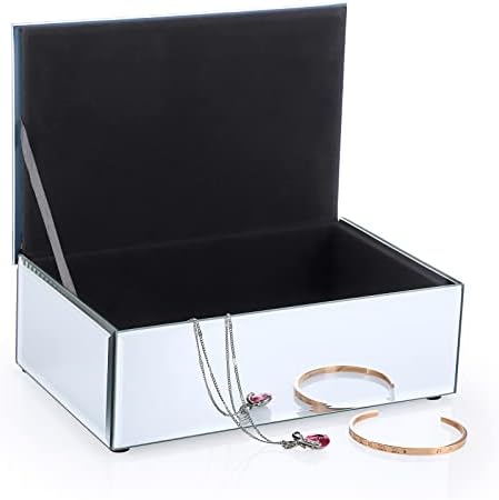 Elldoo staklena ogledala kutija za nakit s zdrobljenim dijamantima površinski dekor TRINKET Organizator luksuzni ukrasni okvir čuvanje
