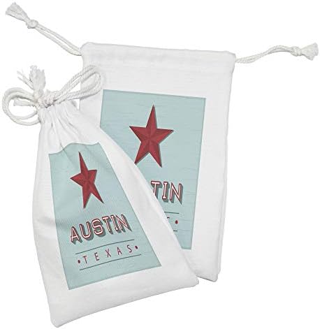 AMBESONNE Austin Tkanina za torbicu od 2, Teksaška formulacija sa simboličkim dizajnom države zvijezde, mala vreća za vuču za toaletne