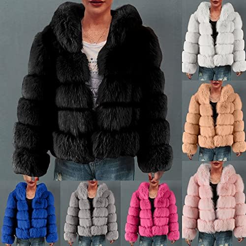 Lažljiva krzna čvrsta jakna za žene lepršavi dugi rukavi kratki kaput jesenski zimski šljokićni kaputić debela dugačka odjeća