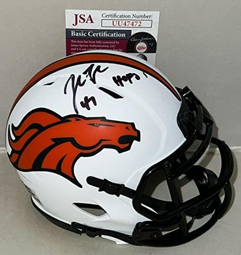 John Linch potpisao je mini kacigu Denver Broncos moon eclipse, s natpisom na kojem je pisalo mumbo-NFL mini kacige s autogramom