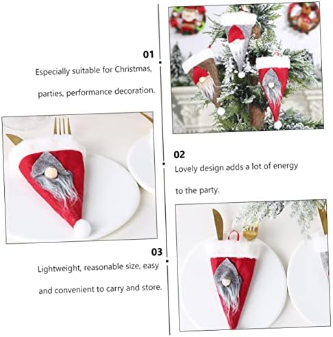 6pcs Božićni pribor za jelo pribor za jelo pribor za jelo stalak za posuđe poklopac za jelo božićne vilice držač noža šešir Djeda Mraza