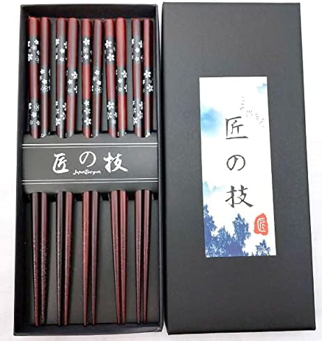 4506, bambusovi štapići za višekratnu upotrebu, japanski kineski korejski drveni štapići za kosu, set od 5 pari zamotan u poklon, može