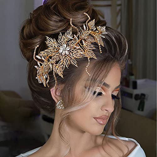 Vjenčana chignon traka za glavu od rhinestona zlatna vjenčana tijara za žene vjenčani Dodaci za kosu
