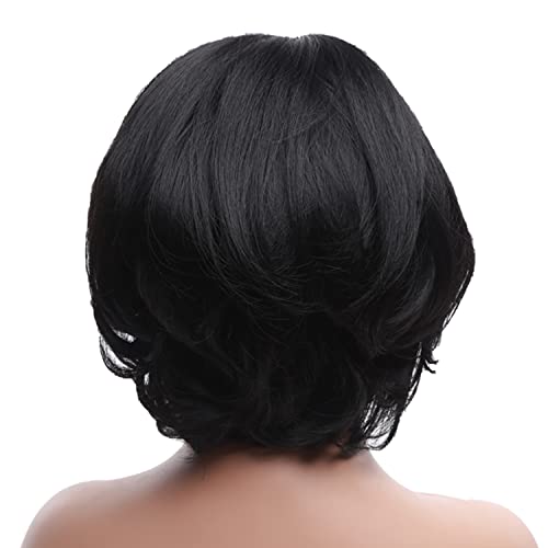 Kratke crne Bob perike za žene, vrhunske kovrčave perike za kosu, sintetička slojevita kosa, bob perika, prirodnog izgleda za svakodnevnu