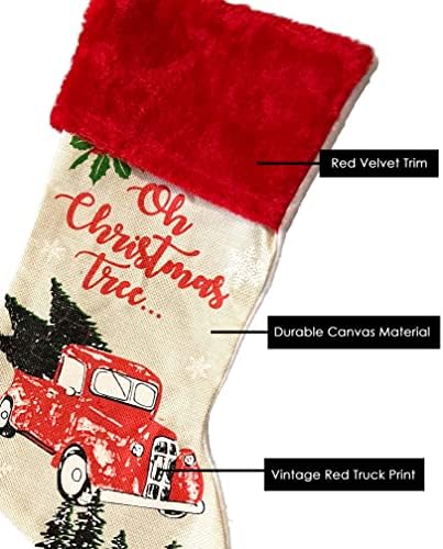 Sestre Noveties Velike božićne čarape, Vintage kamion čarape za Božić, čarape Božić, vintage božićne čarape, božićne čarape na farmama