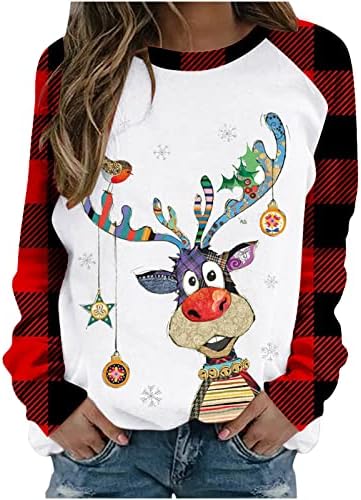 Božićne žene vrhovi slatki jeleni tiskani košulje s dugim rukavima pulover casual labav puzač džempera vrh