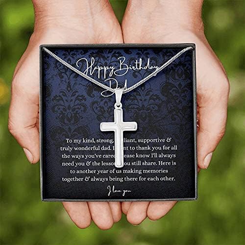 Kartica s porukama, ručno izrađena ogrlica- Personalizirani poklon križ, tati rođendanski poklon od kćeri/sina, sentimentalni pokloni