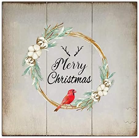 Country rustikalni stil božićna drvena paleta Sretan božićni vijenac kardinal 12x12in zid viseći drveni ploča za trijem dnevni boravak