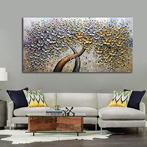Ručno oslikana uljana slika na platnu, apstraktni zidni dekor ručno obojeno cvjetovi cvijeće ulje na platnu uokvirenu teksturiranu